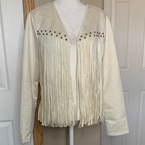 Western Cream Fringe Studded Jacket XL